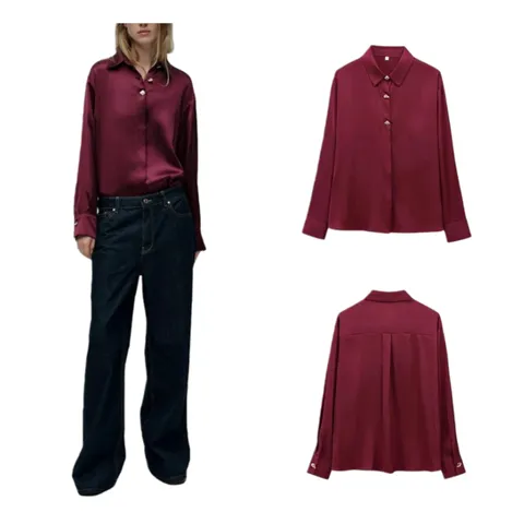 Zara Shirt - Burgundy Satin II