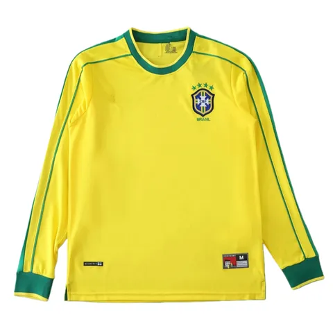 1998 retro Brazil home Long sleeved retro Fan version