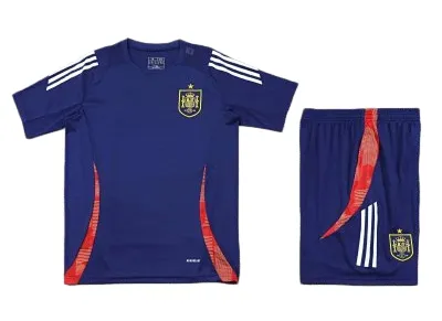 2425 Spain Training clothes suit Short sleeve Fan version - Navy Tee & Shorts