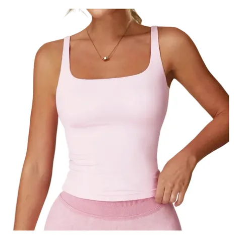 Alo Vest - Pink Square-Neck Tank