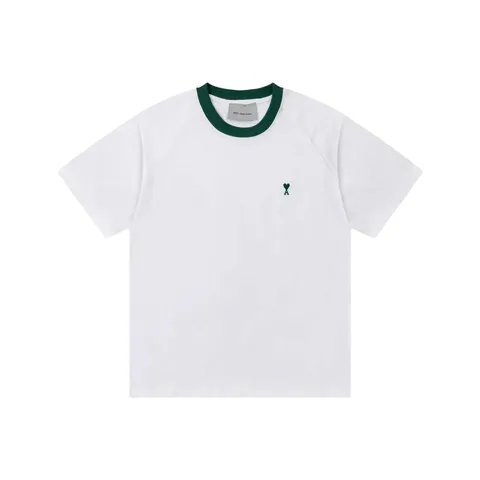 Ami Tee - White Green Ringer