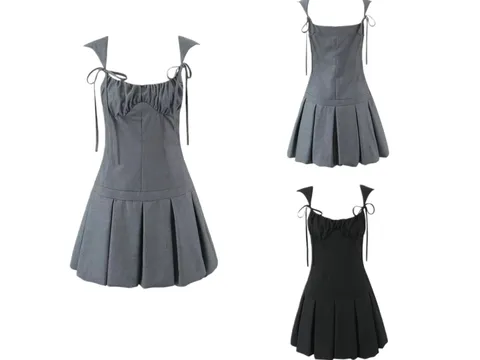 Zara Dress - Tie-Strap Pleated Mini Multi-Colour