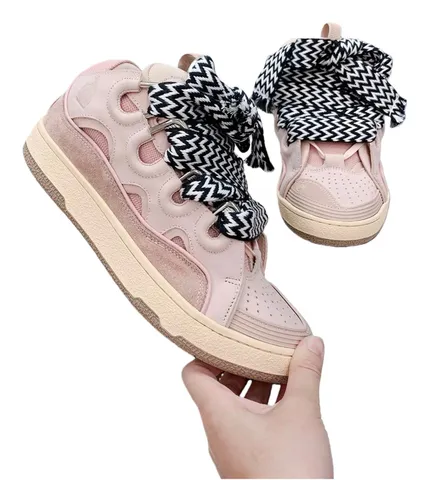 Lanvin Curb - Pink Checker Laces