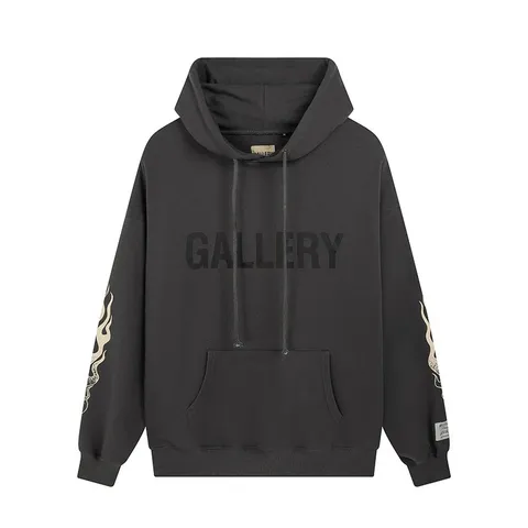 Gallery Dept Hoodie - Charcoal Flame Sleeve