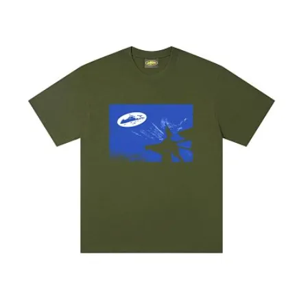 Corteiz Tee - Olive Blue Print