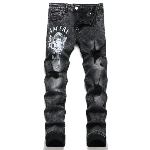 Amiri Jeans - Black Print Distressed