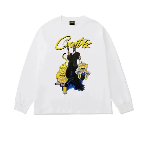 Corteiz Long Tee - White Cartoon Print
