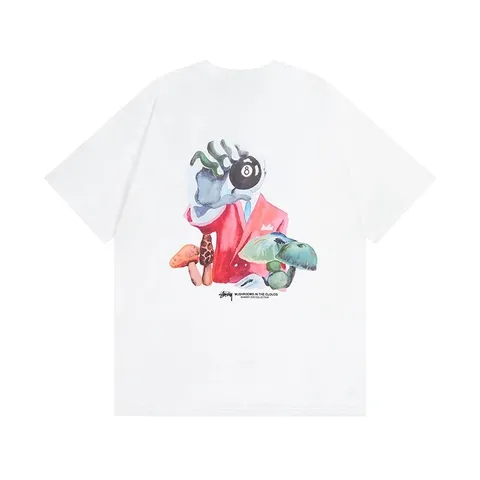 Stussy Tee - White 8-Ball Print