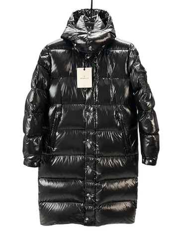 Moncler Quilted Jacket - Black Glossy Long
