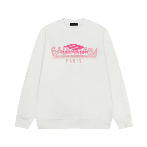 Balenciaga Hoodie - White Pink Logo