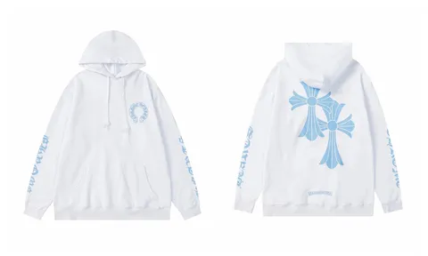 Chrome Hearts Hoodie - White Blue Cross