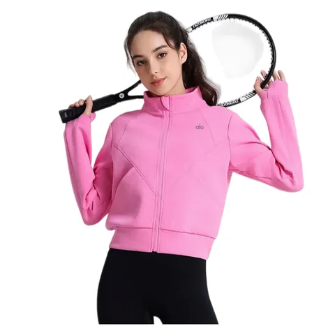 Alo Hoodie - Pink Cropped Zip