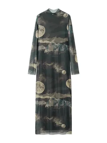 Zara Dress - Olive Print Maxi