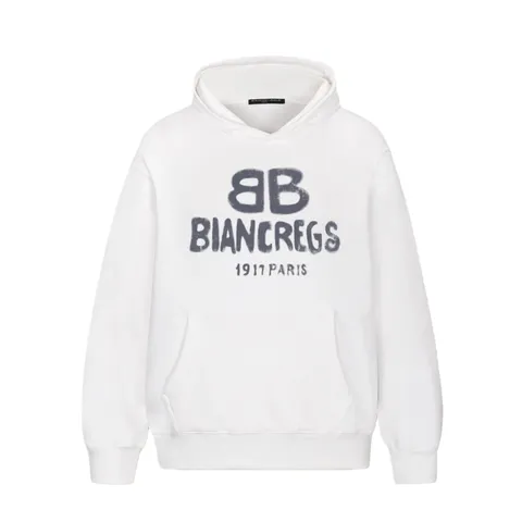 Balenciaga Hoodie - White BB Paris