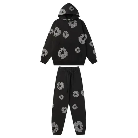 Denim Tears Set - Black Wreath Zip Set