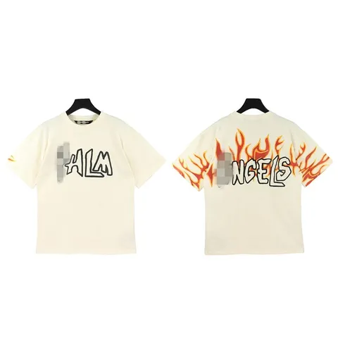 Palm Angels Tee - Cream Flame Print