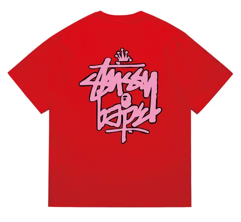 Bape Tee - Red Stussy Collab