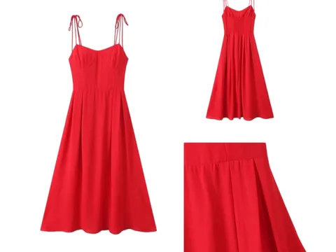 Zara Dress - Red Tie-Strap Midi
