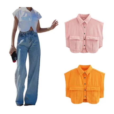 Zara Shirt - Cropped Utility Multi-Colour