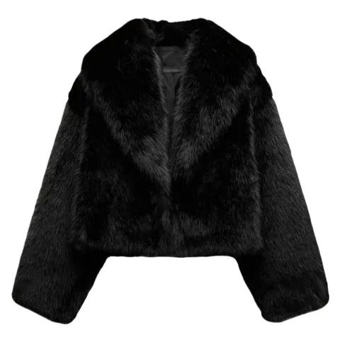 Zara Fur Jacket - Black Faux Fur Jacket