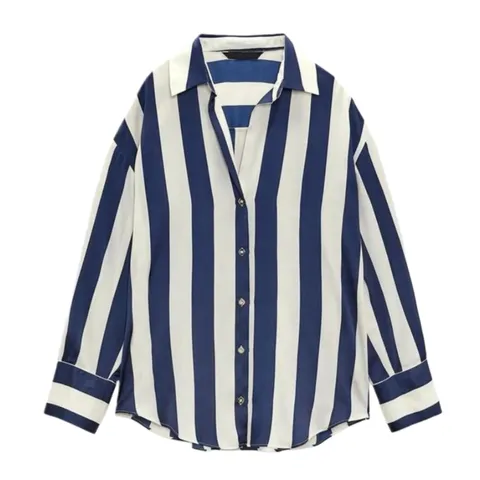 Zara Shirt - Navy & White Stripe