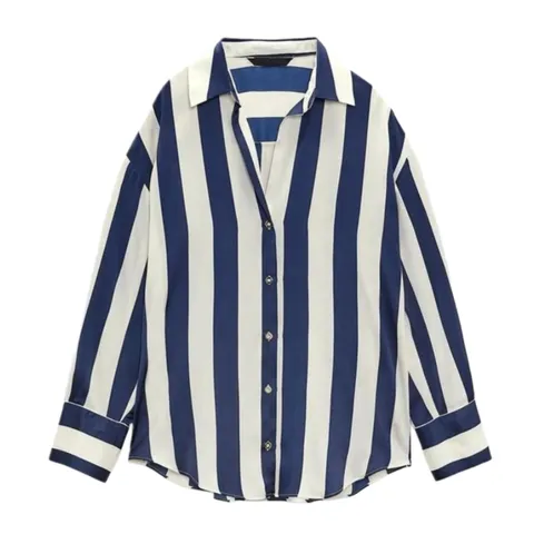 Zara Shirt - Navy & White Stripe