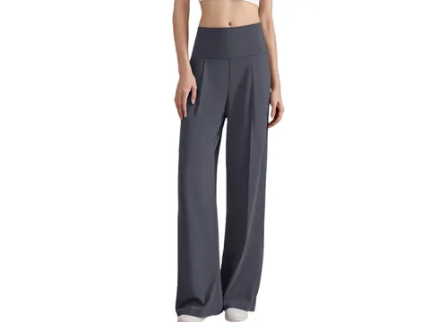 Alo Pants - Grey Wide-Leg, High-Waist