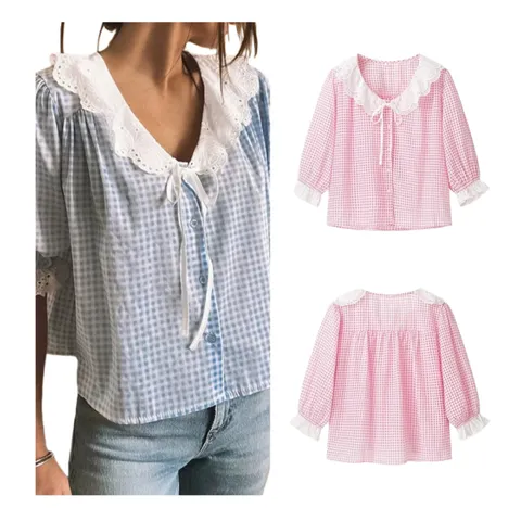 Zara Shirt - Pink Collar Blouse