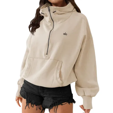 Alo Hoodie - Cream Half-Zip