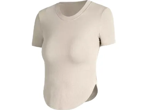Alo Tee - Oat Curved-Hem