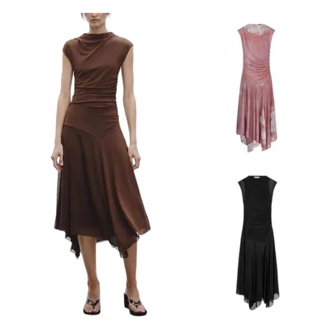 Zara Dress - Asymmetric Midi Multi-Colour