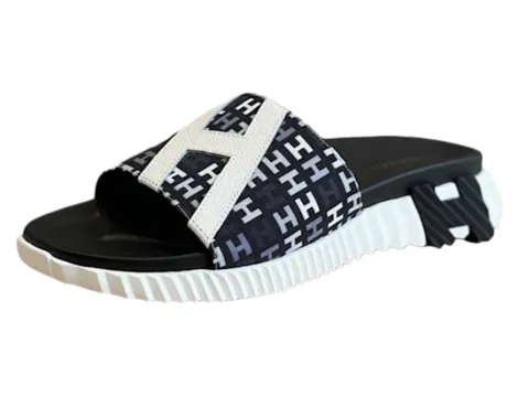 Hermes Slippers - Navy H Slide