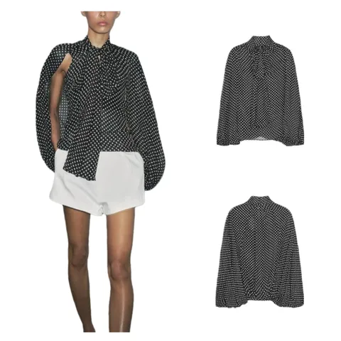 Zara Shirt - Black Polka Dot Cape