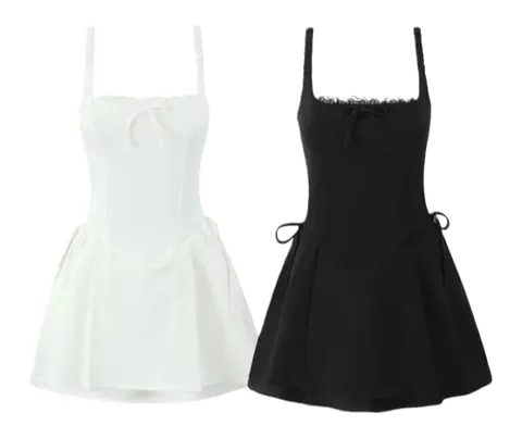 Zara Dress - Bow Mini Multi-Colour, High-Waist