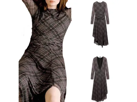 Zara Dress - Brown Check Midi