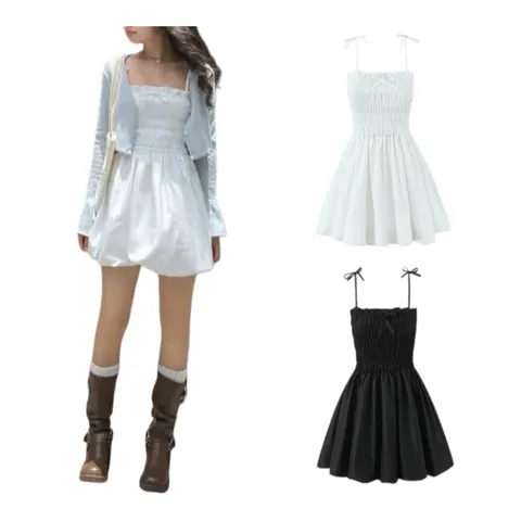 Zara Dress - Tie-Strap Bubble Mini Multi-Colour
