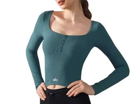 Alo Long Tee - Teal Henley