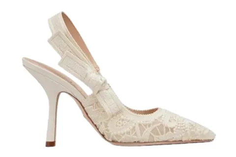 J'Adior Slingback High Heels - Cream Lace