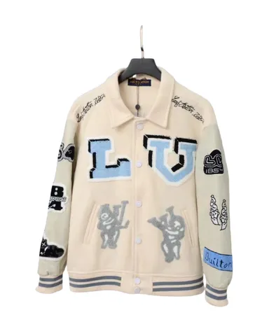 LV Jackets - Cream Patch Varsity