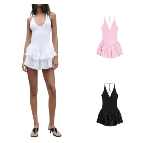 Zara Dress - Halter Ruffle Mini Multi-Colour