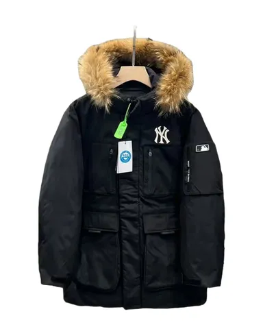 MLB Down Jacket - Black Fur Hood Parka