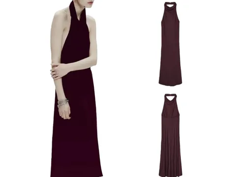 Zara Dress - Burgundy Halter Maxi