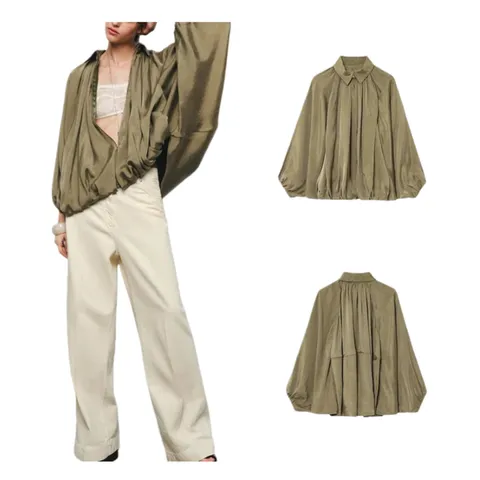 Zara Short Coat - Khaki Bomber