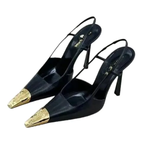 YSL High Heels - Black Gold Toe Slingback
