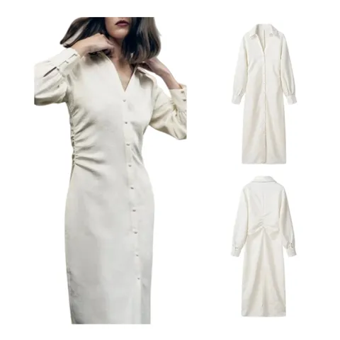 Zara Dress - White Button Shirt Midi