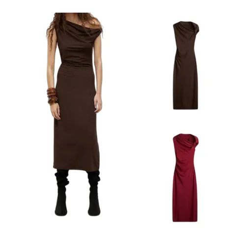 Zara Dress - Draped Midi Multi-Colour
