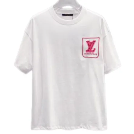 Lv Tee - White Pink Patch