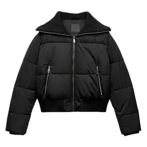 Zara Short Coat - Black Puffer