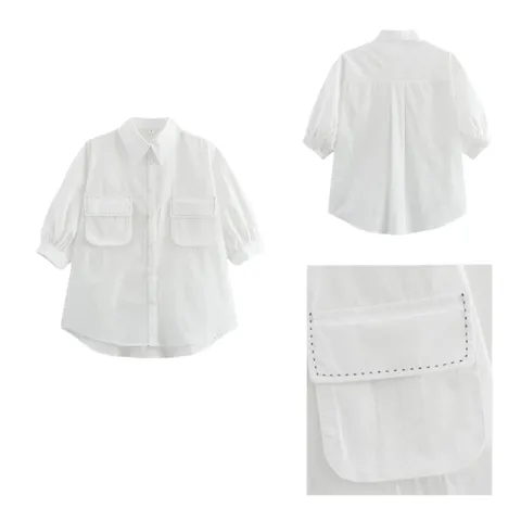Zara Shirt - White Short-Sleeve Pocket
