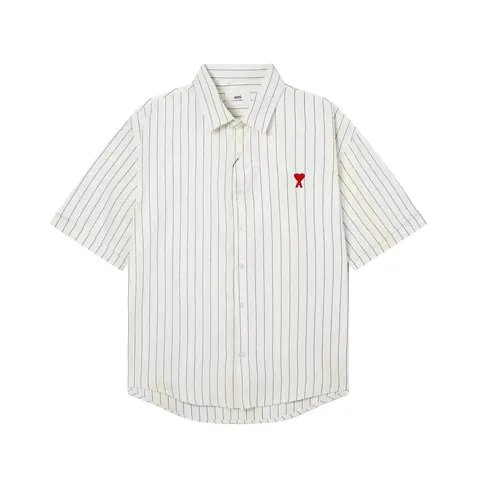 Ami Shirt - Cream Pinstripe Short-Sleeve